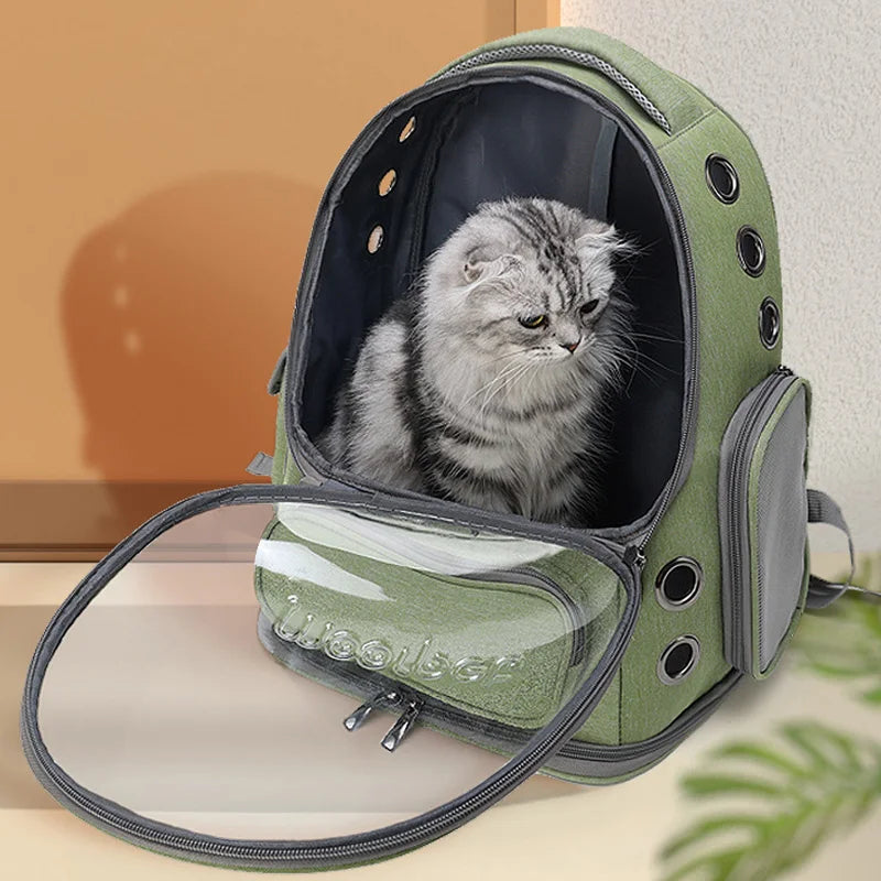 Transparent Pet Travel Backpack – Breathable Bubble Carrier for Cats & Small Dogs