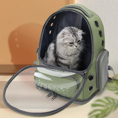Transparent Pet Travel Backpack – Breathable Bubble Carrier for Cats & Small Dogs