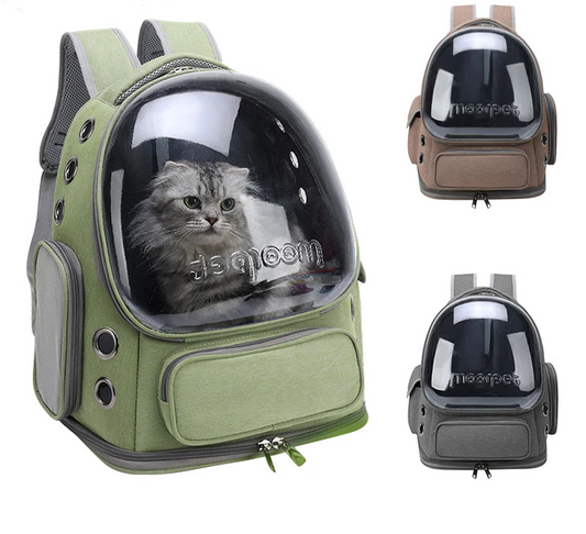 Transparent Pet Travel Backpack – Breathable Bubble Carrier for Cats & Small Dogs