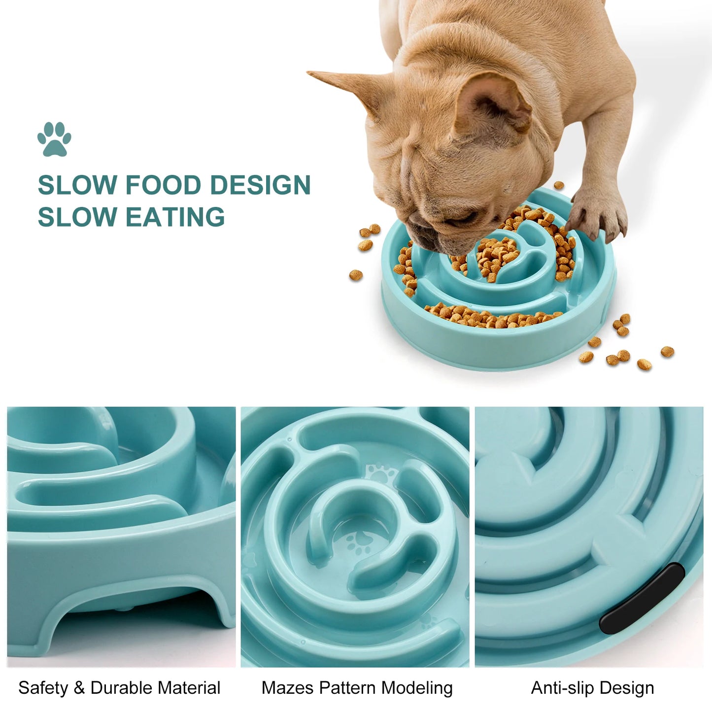 Anti-Gulp Slow Feeder Bowl – Non-Slip Water & Food Dish for Dogs & Cats