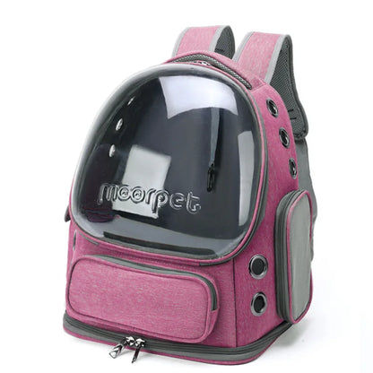 Transparent Pet Travel Backpack – Breathable Bubble Carrier for Cats & Small Dogs